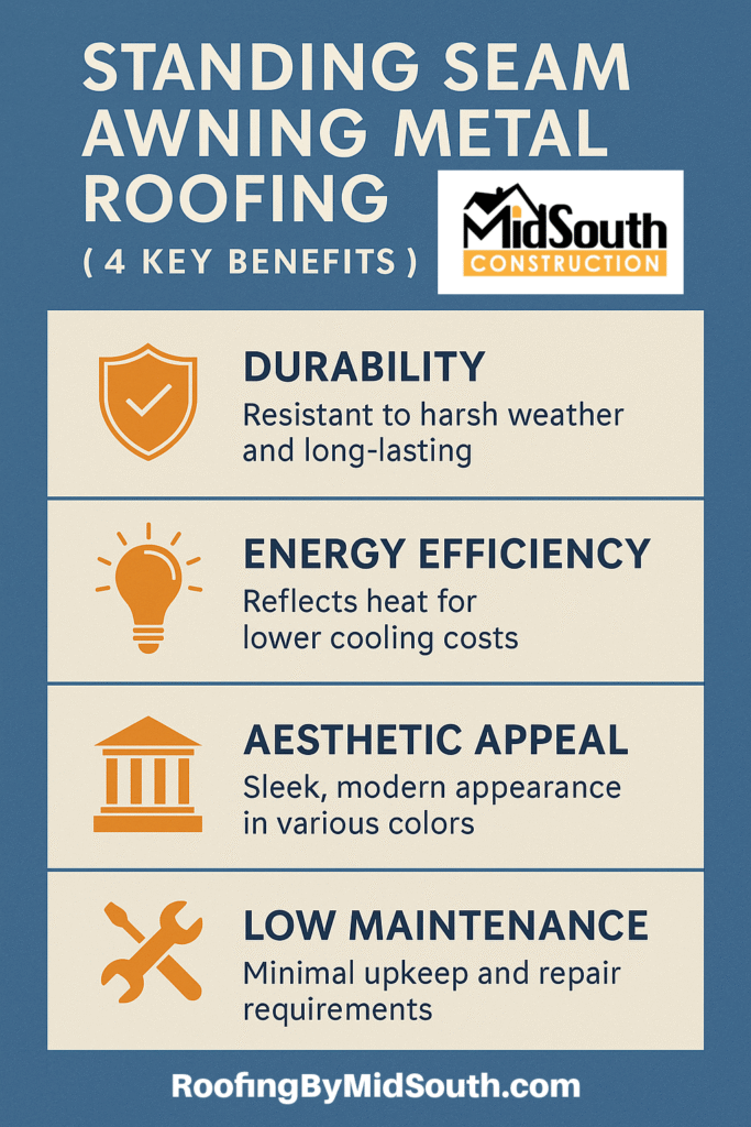 Infographic Standing Seam Metal Roof Awning 1 - MidSouth Construction LLC standing seam metal awning infographic