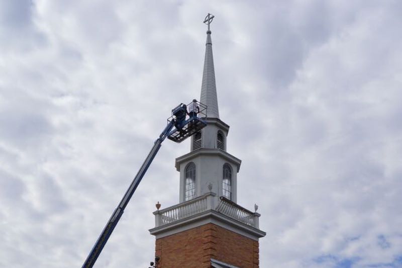 New Steeple being installed