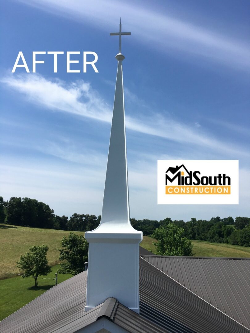 After Church Steeple Cleaning by Commercial Roofing Contractors