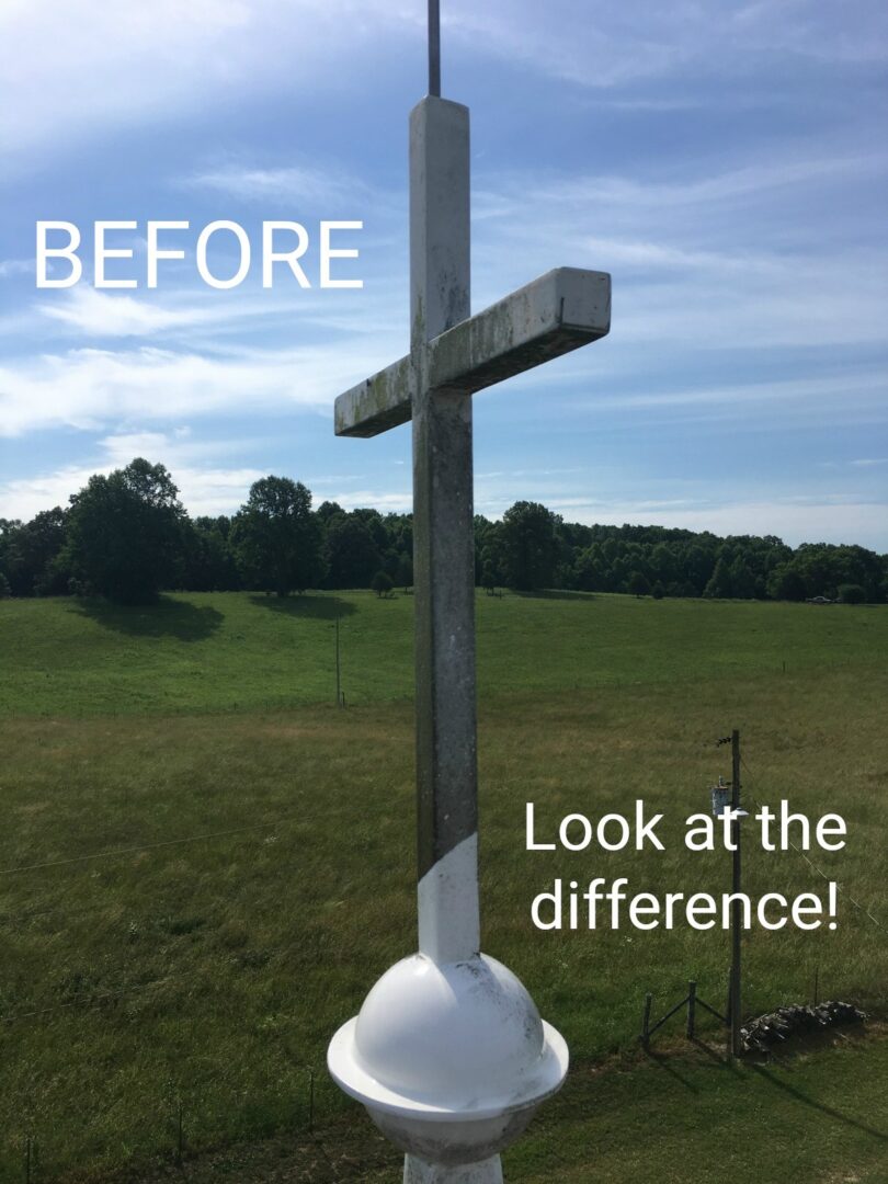 Before and After Church Steeple Cleaning