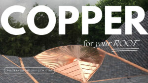 A copper roof with the words " copper for your home."