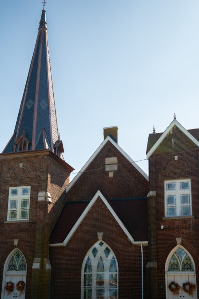 Slate steeple repair to historical steeple in fairview ky