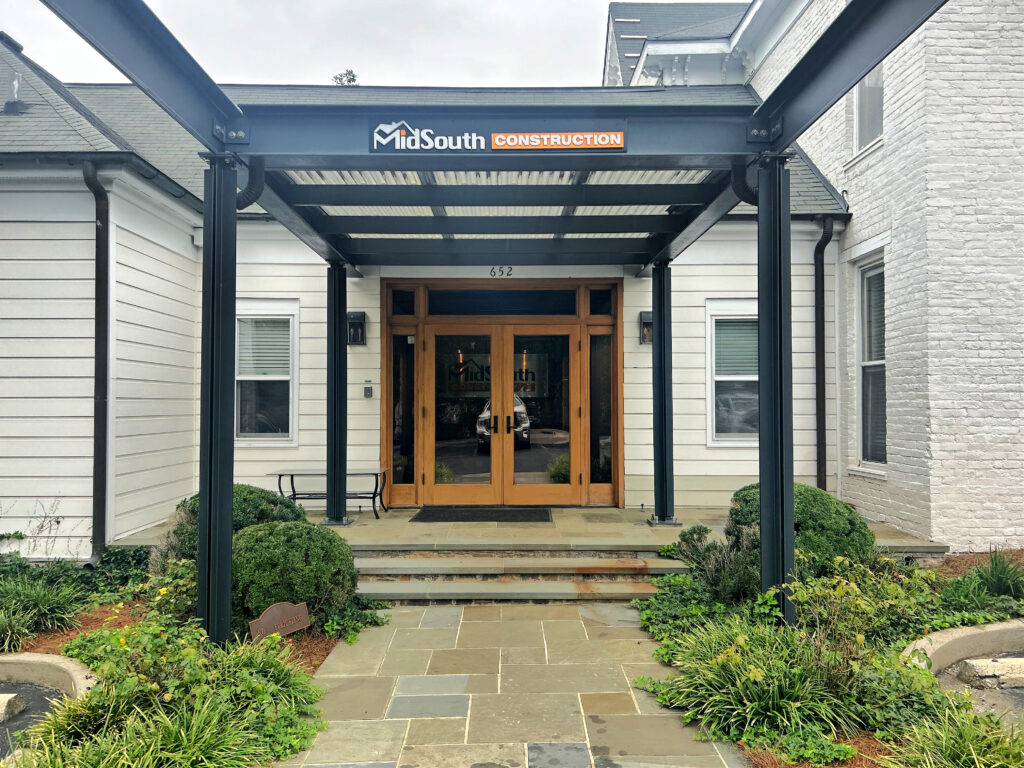 Front Entrance to Old Ezell House occupied by Nashville Roofing Contractors MidSouth Construction