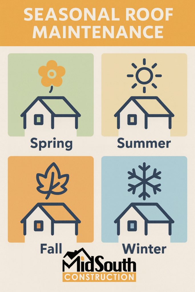Roof maintenance Tips for each season - MidSouth Construction LLC Seasonal Roof Maintenance Tips